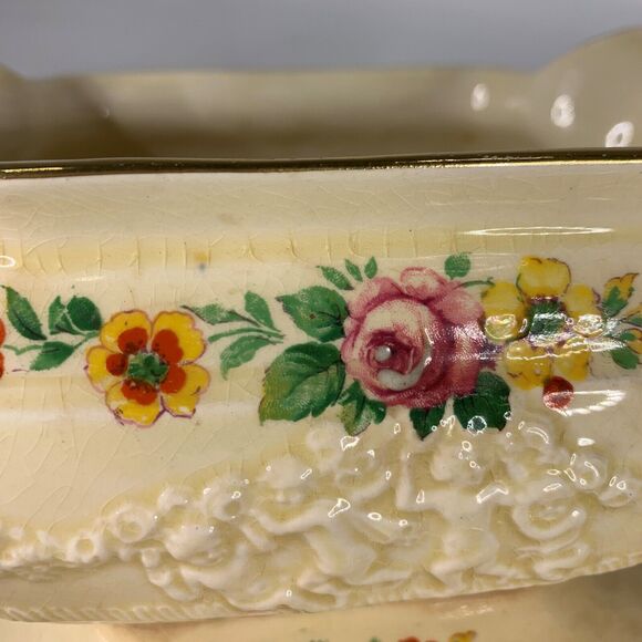 Adams England Gravy Boat Titian Ware Royal Ivory England 6109 Cottage Core Vtg - Picture 6 of 10